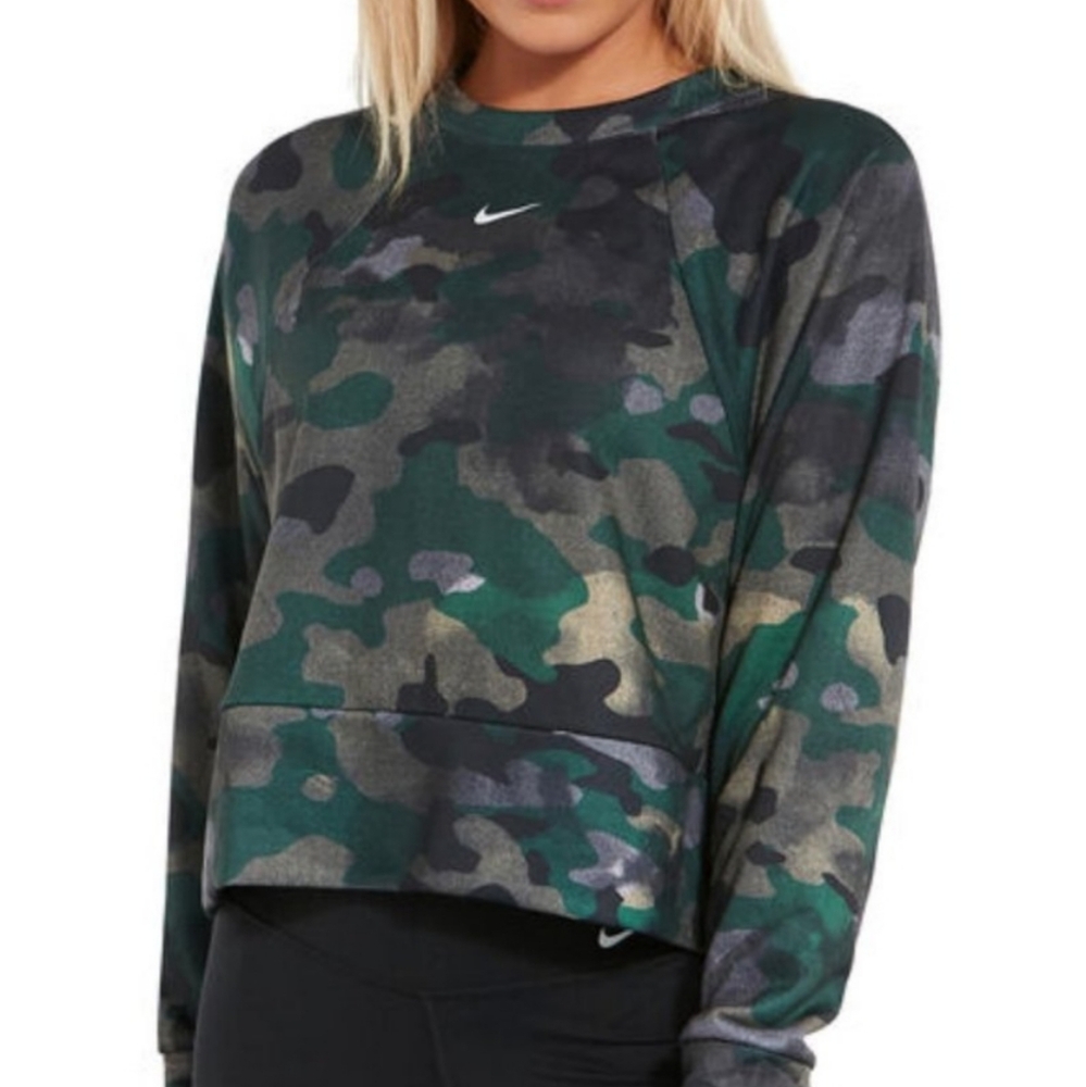 Nike Dri-Fit Loose Fit Camo Fleece Training Crewneck Sz L